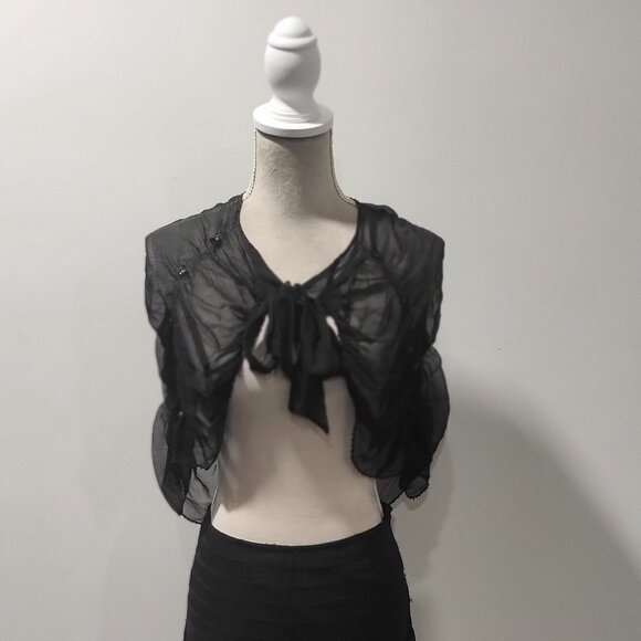 Vintage 100% Silk Victorian Morning Shawl (Goth) OS - Picture 1 of 12